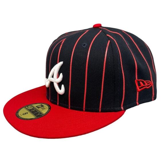 New Era 59FIFTY Atlanta‎ Braves City Arch Fitted Hat Navy Red Size 8 - Picture 4 of 8